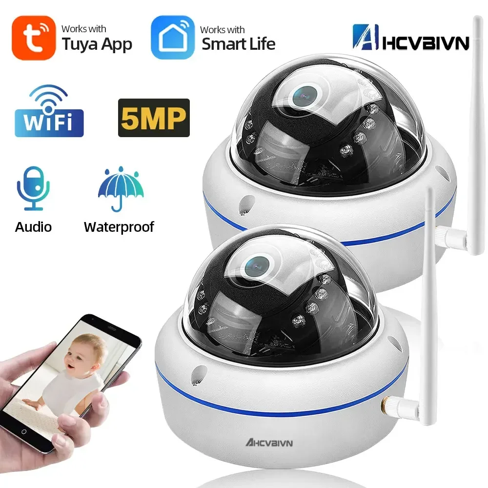 

5MP HD Tuya Wifi IP Dome Security Camera Home Outdoor Waterproof Audio Recrod Wireless CCTV Video Surveillance Camera Smart Life