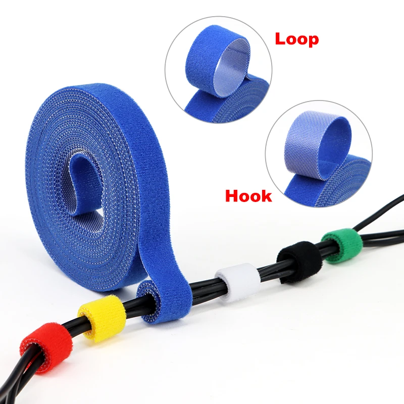 5m Back to Back Hook and Loop Cable Ties, Reusable Nylon Strap Roll for Cable Management, Cord Organizer, Wire Bundling
