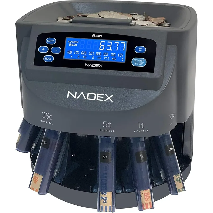 

Pro Coin Counter Sorter and Wrapper for Efficient Coin Management in Retail Banking and Event Venues Processes up to 300 C