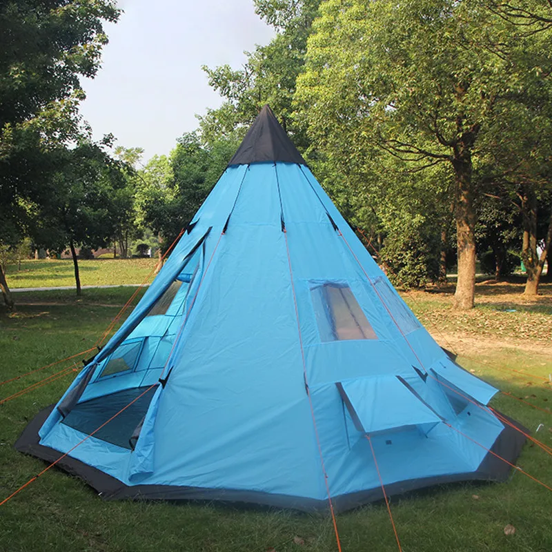 

Outdoor Camping Indian Pyramid Tent Portable Double Campsite Rainproof Beach Picnic Tentage Travel Lodge BBQ Fishing Bivvy Cabin