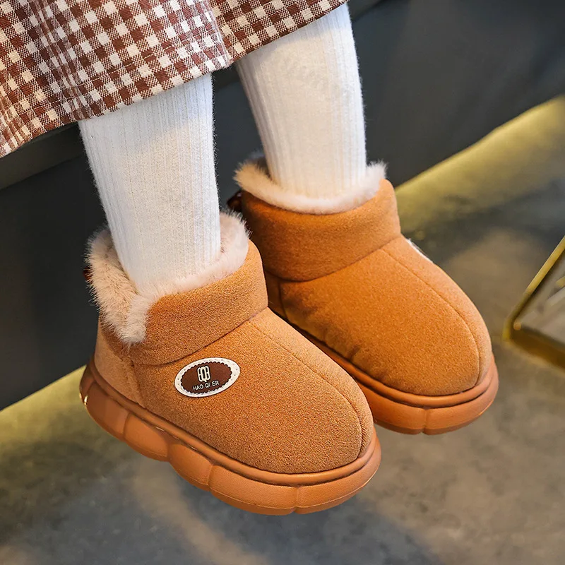 

Children's Snow Boots 2025 Winter Comfortable Warm Plush Cold-proof Indoor Toddler Home Shoes Platform Boys Girls Cotton Shoes
