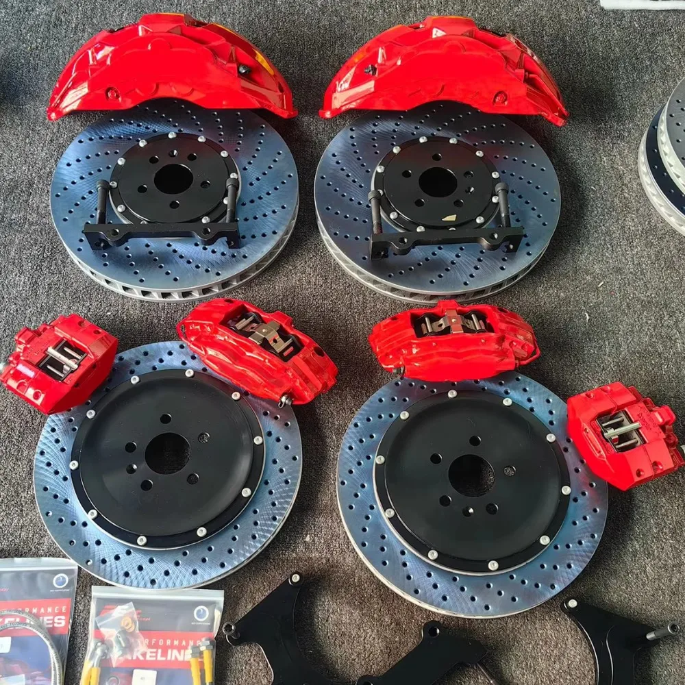 

Automotive Retrofit Red Ten-Piston Brake Caliper Kit with Drilled Discs for A3 A4/A4L A5 A7 A8/A8L TT R8 S/RS Series