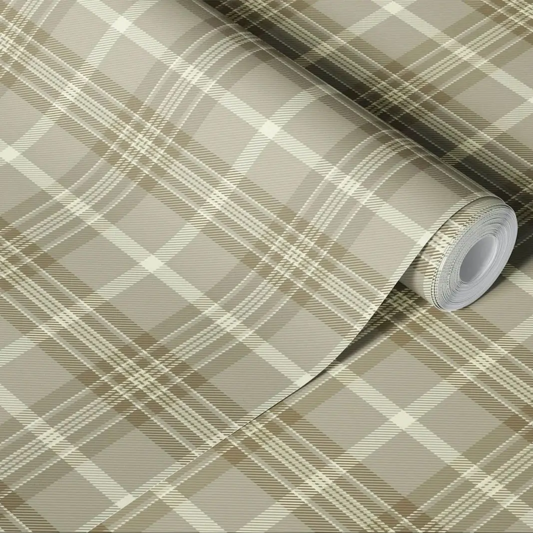 Tartan Scotland Taupe Wallpaper, Wall Stickers,Decoration for bedroom,Simple Stick Wall Panel,Peel and stick Wall paper