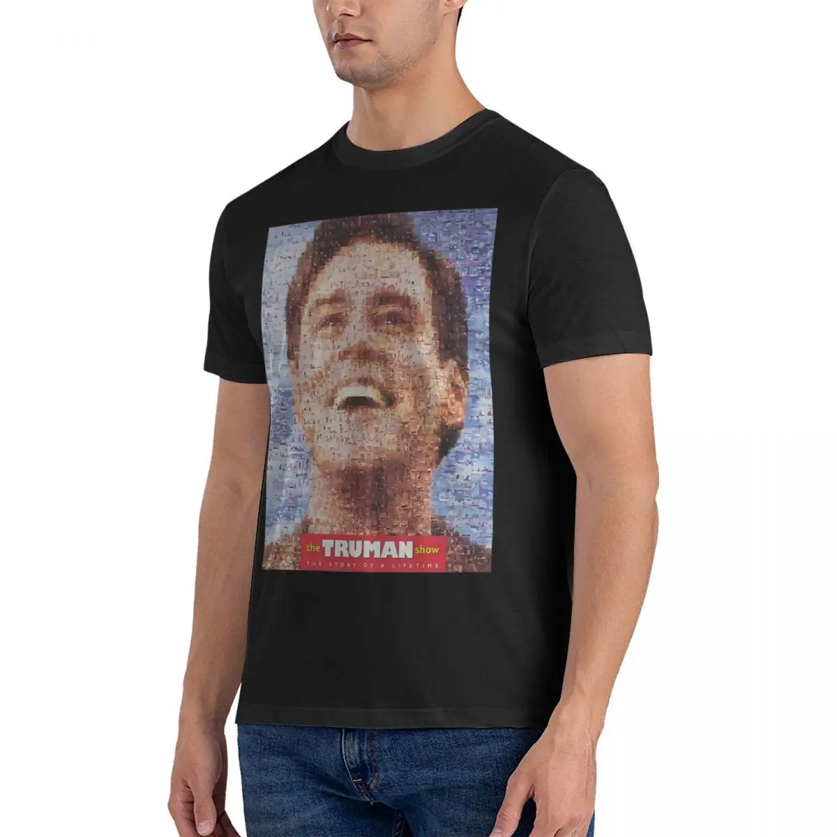 Men's T-Shirt JIM CARREY COLLECTION Funny Cotton Tee Shirt Short Sleeve The Truman Show T Shirt Round Neck Clothes Gift Idea