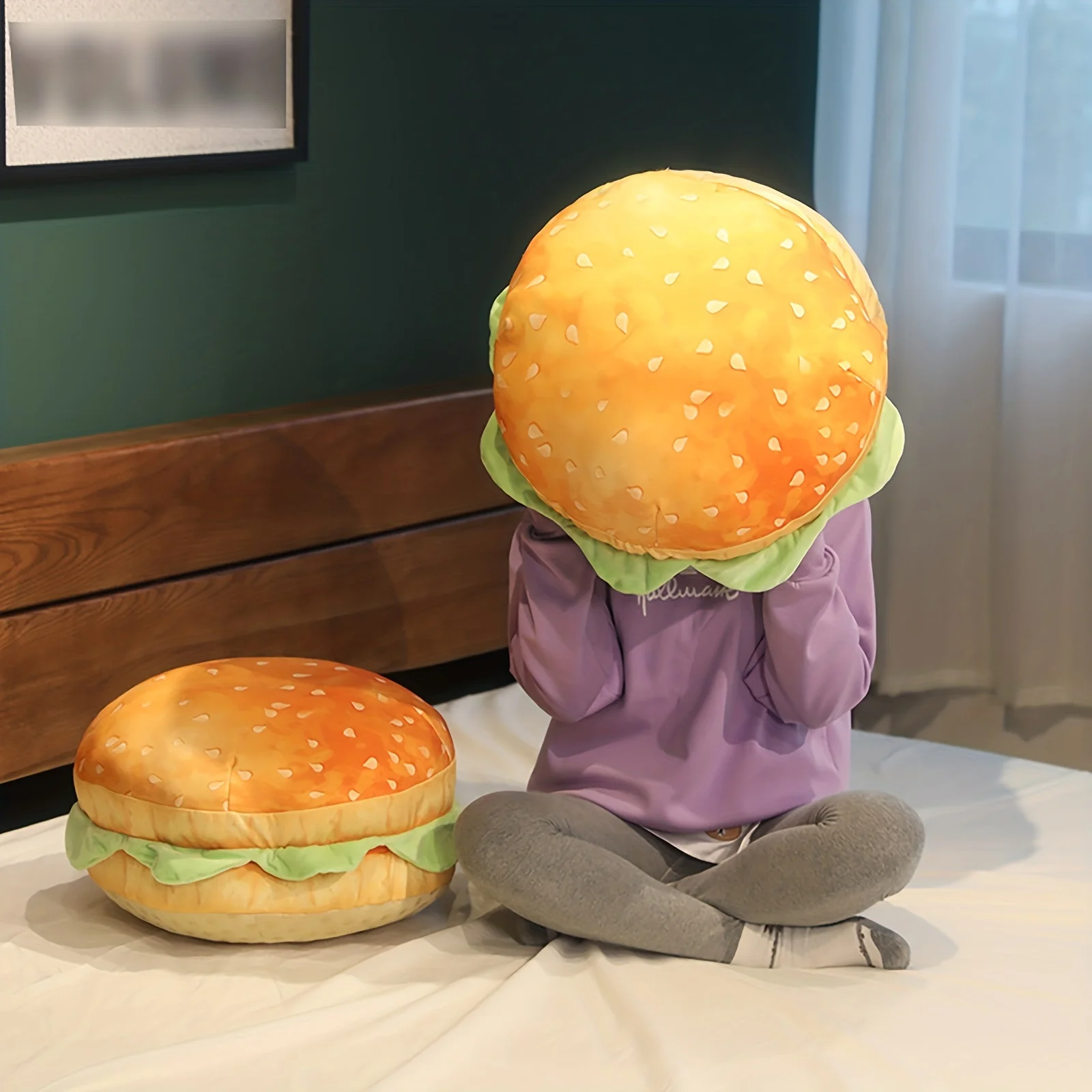 Imagem -05 - Almofada de Travesseiro Hambúrguer Realista para Crianças Large Plush Hamburger Plushie Fun Prank Gift Travesseiro Cheeseburger Brinquedos Peça