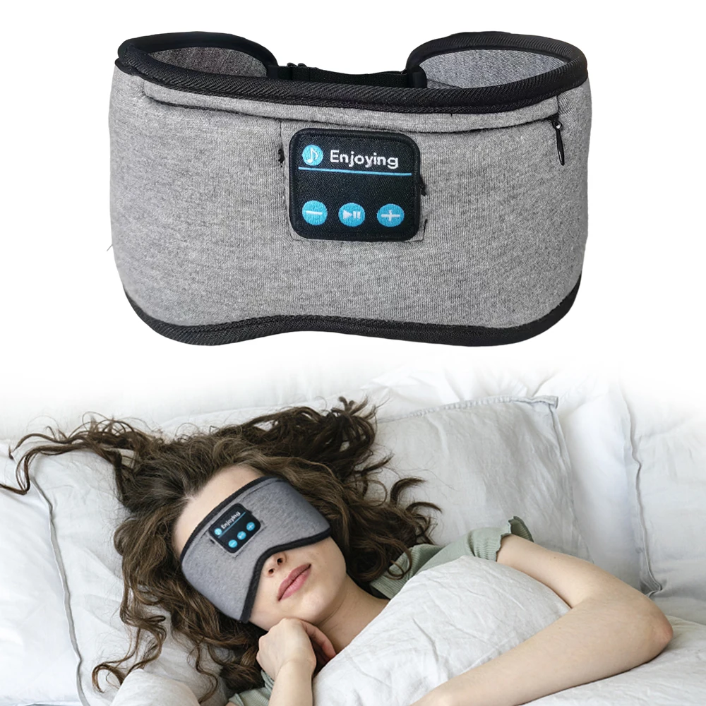 Bluetooth Sleep Eye Mask Wireless Headphones, Sleeping Eye Cover Travel Music Headset with Microphone Handsfree, Washable Gift