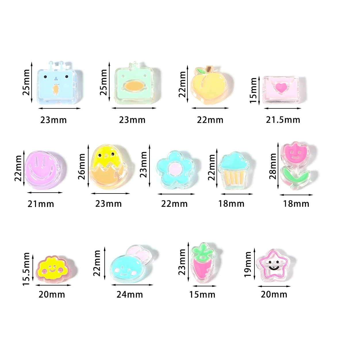 10Pcs Resin Loose Beads Cute Dopamine Multi Shape Spacer Bead for Jewelry Headwear Accessories DIY Hair Tie Bracelet Phone Chain