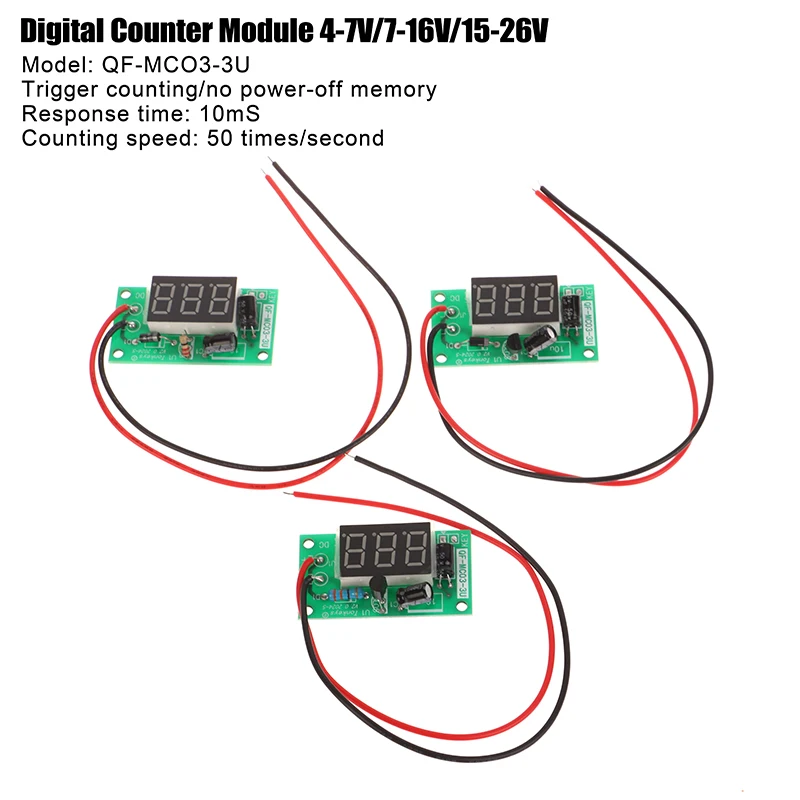 1PC Digit Digital Counter Module Board 4-7V/ 7-16V/15-26V Digital Tube Display Trigger Counter Module Accumulator