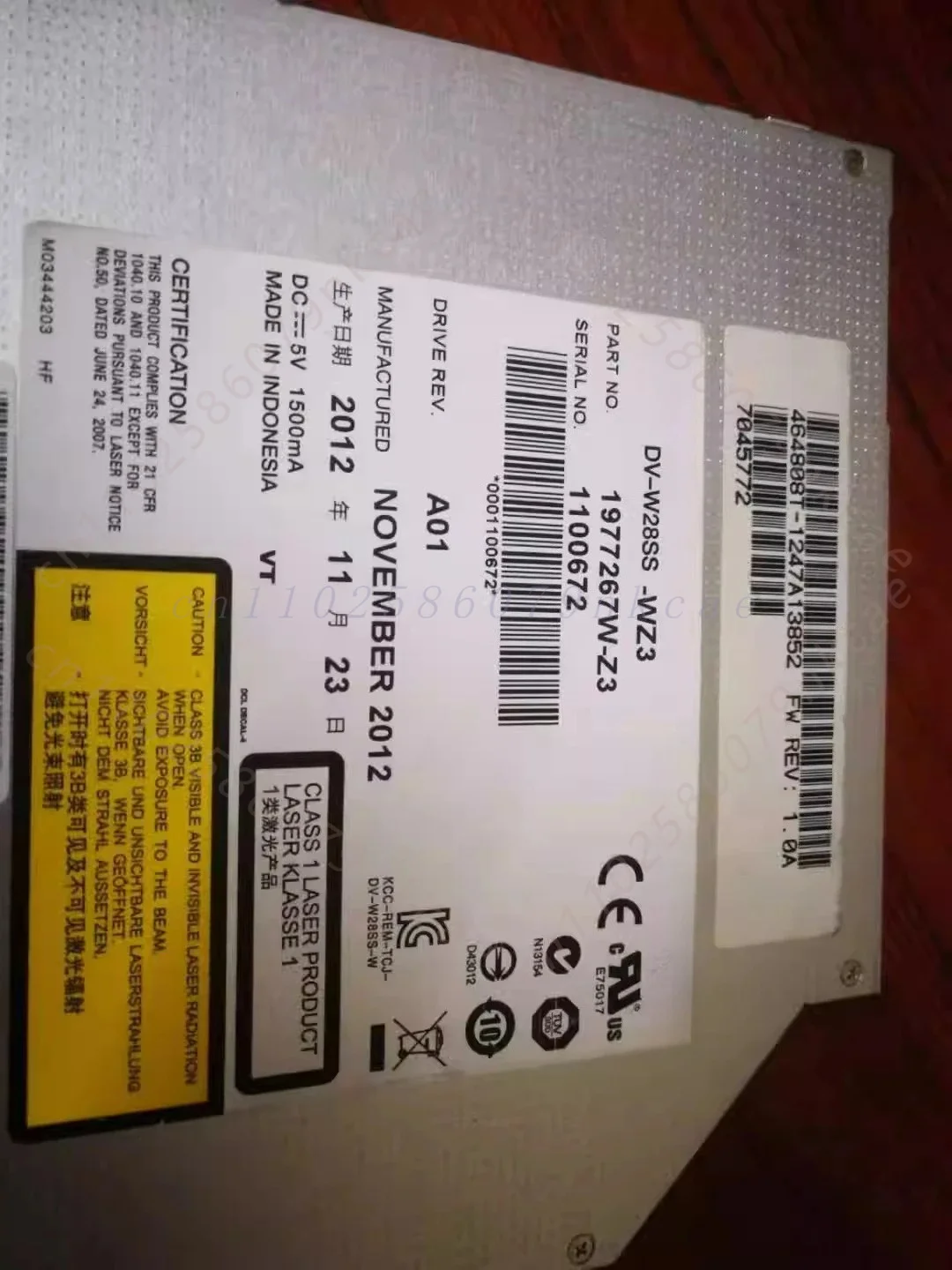 for TEAC DV-W28SS SATA Original In-Laser DVD Writer Notebook Internal Optical Drive 12.7MM