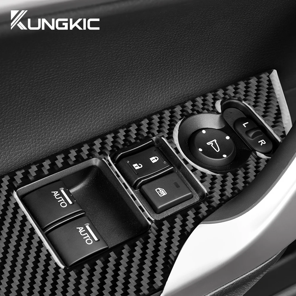 Real Soft Carbon Fiber Sticker For Honda Accord Coupe 2013 2014 2015 2016 2017 LHD Car Window Button Panel Interior Accessories