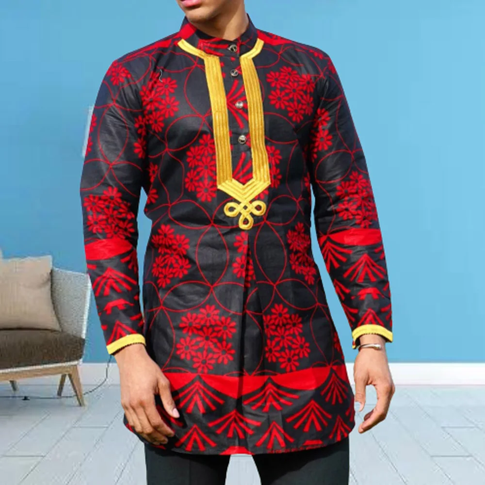 Dashiki Herren anzug afrikanische traditionelle Kleidung bestickte Blume Top Hemd Hose 2-teiliges Set ethnischen Stil lässige Outfits