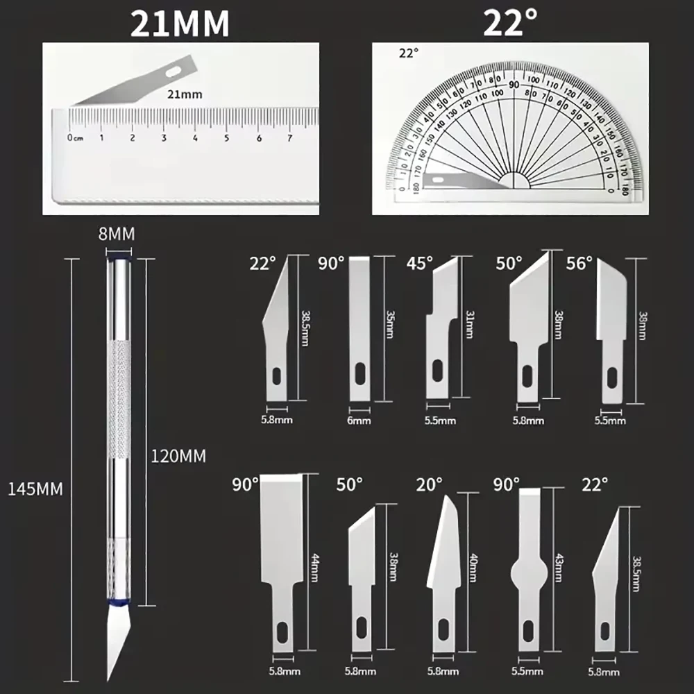 13pcs/set Metal Carving Knife Non-Slip Gadget Manual Combination Paper Cuttings Seal Cutting for Precision Repair Tool view 6