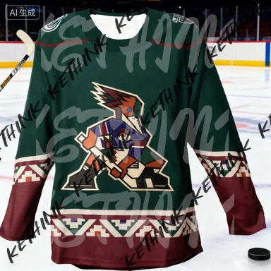 جديد كلايتون كيلر أريزونا كويوتس لاعب جيرسي الفريق القديم مخيط أرقام الحروف أعلى جودة ، المتضخم فضفاض هوكي الجليد التي شيرت