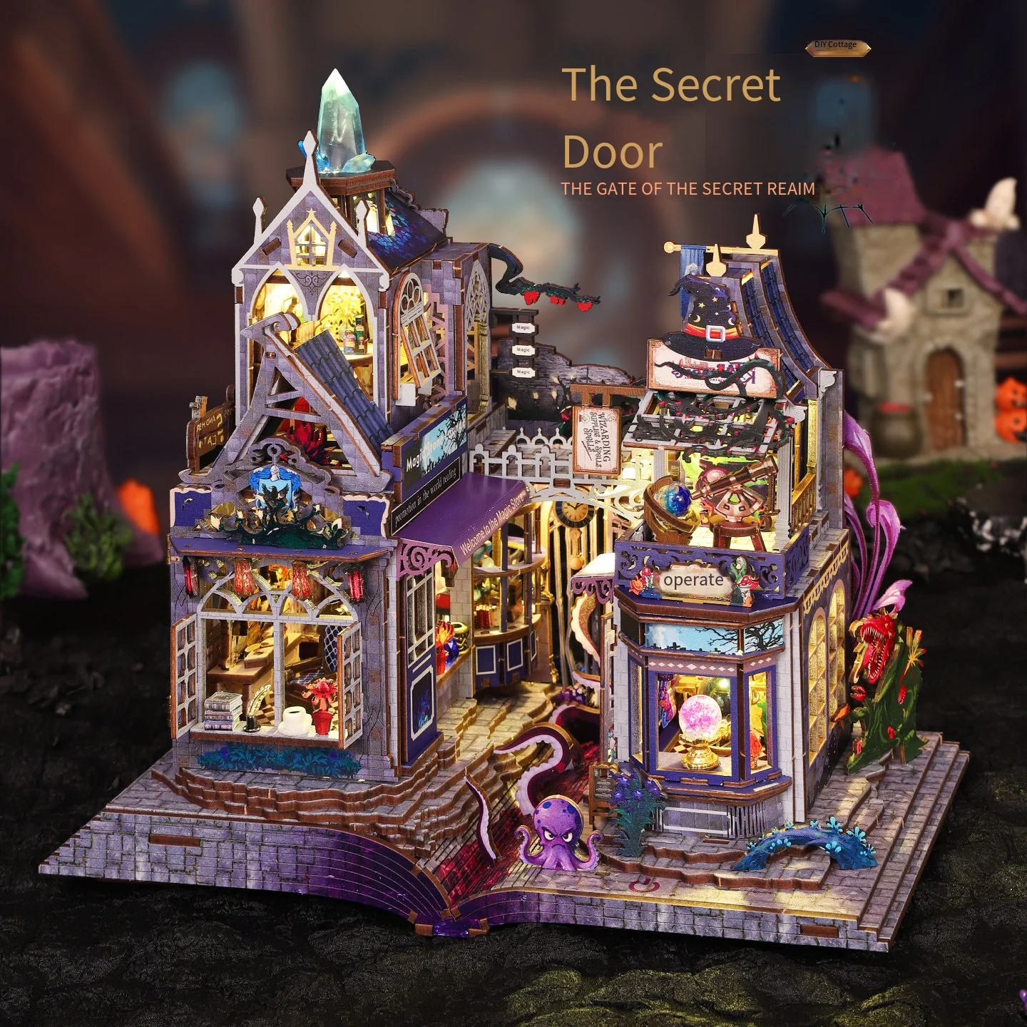 

DIY книжный уголок "Врата Тайного Царства" - 3D деревянный пазл, волшебная фэнтезийная подставка для книг, сборная модель-игрушка для декора