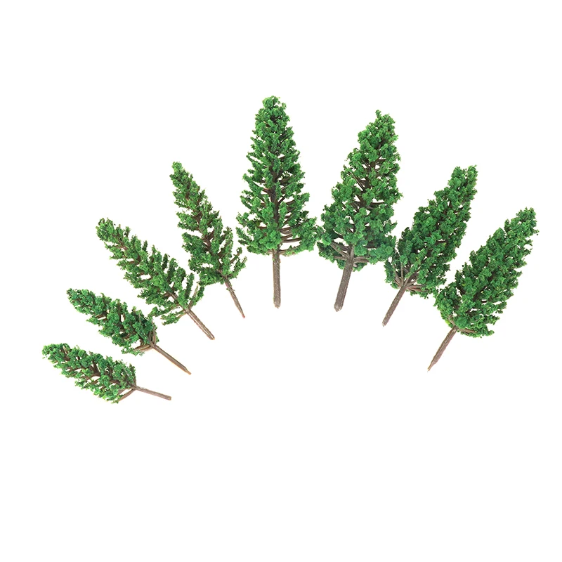 10 pz 5.5 cm-9.5 cm In Miniatura Sandtable Modello Paesaggio FAI DA TE Per La Costruzione Domestica alberi di Pino Modello Verde Per Layout Ferroviario Scala