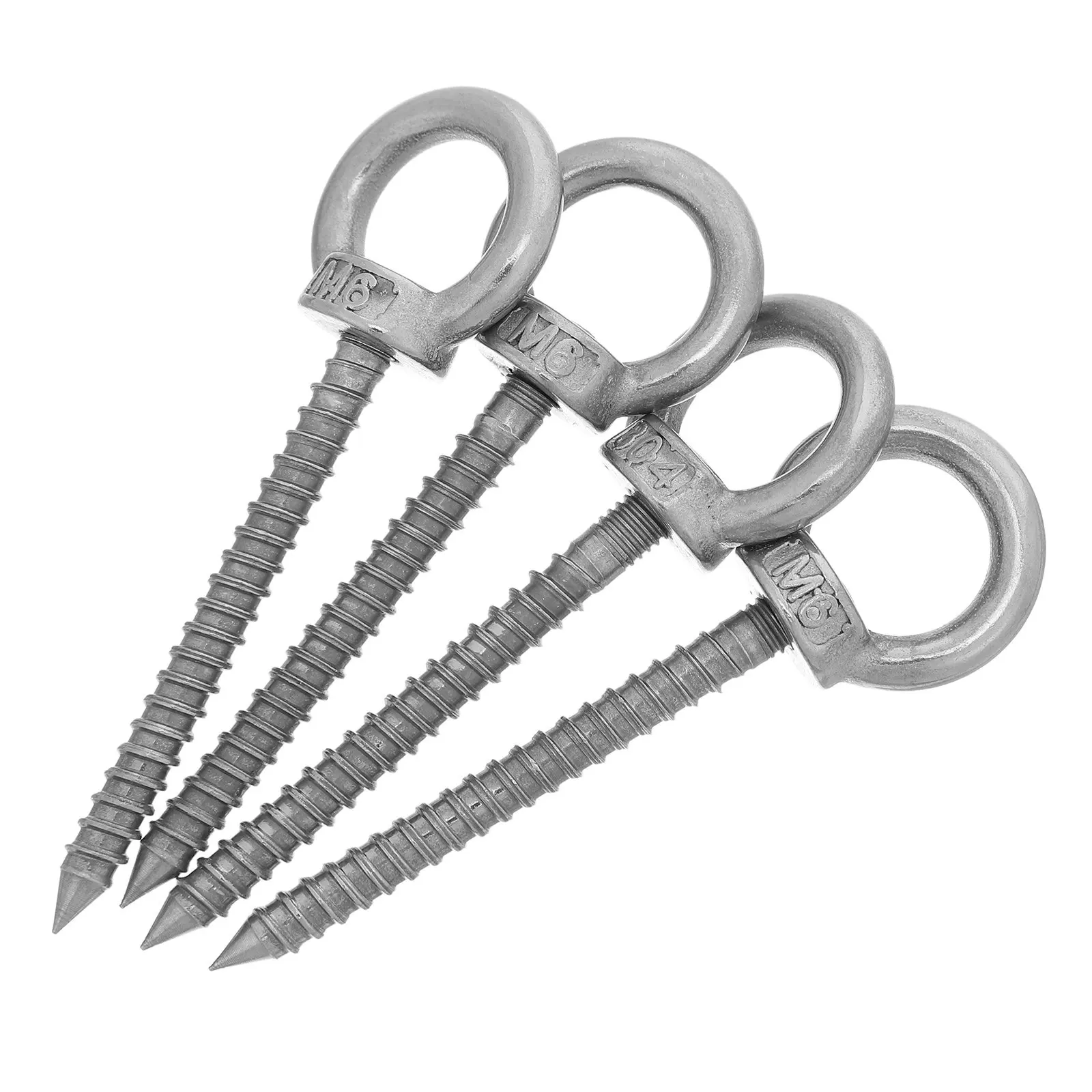 4Pcs Stainless Steel Eye Bolt Screws M6x60mm Heavy Duty Self-Tapping Screw Hooks for Ceiling Wall Hanging Swings Hammocks
