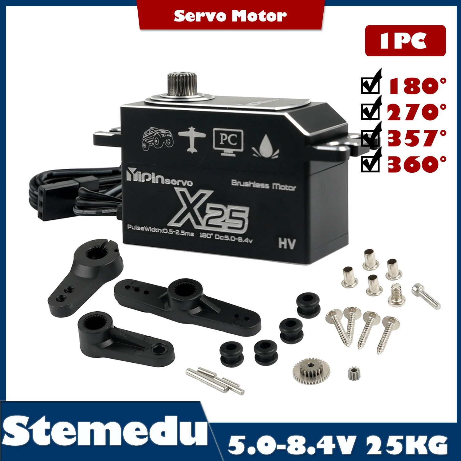 25kg-brushless-motor-servo-x25-short-all-metal-rc-digital-servo-yipinservo-for-drift-cars-diy-industrial-robots-aircraft-modes