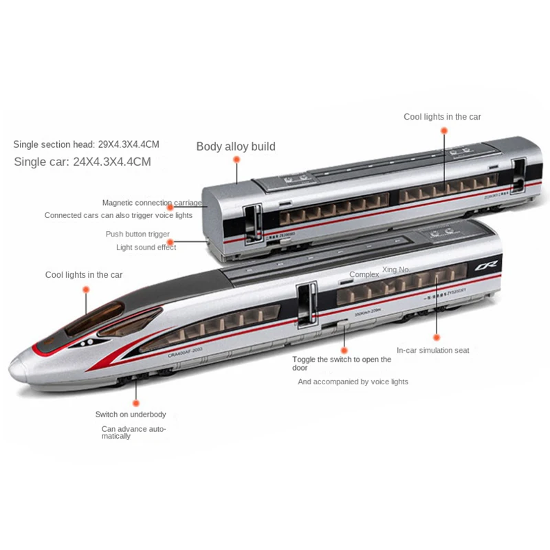 รถไฟความเร็วสูงควบคุมจากระยะไกล รถไฟจีนจําลองของเล่นโมเดลโลหะผสม