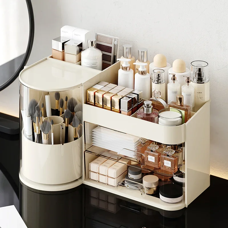 Cosmetics storage box desk dresser large capacity skin care lipstick lotion drawer dustproof storage rack