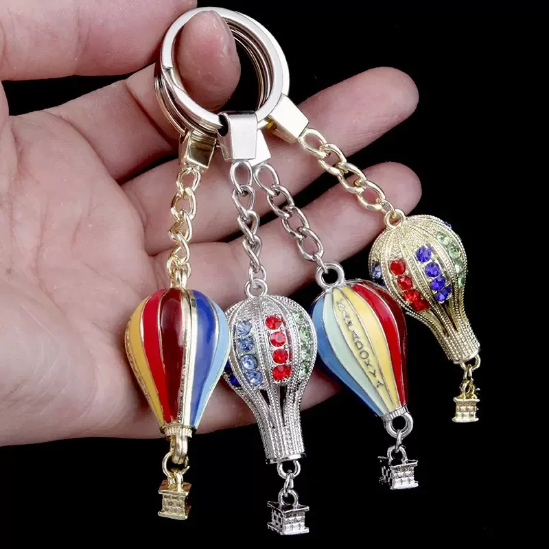 Unique Motorcycle Accessories Hot Air Balloon Keychain Unisex Backpack Pendant Locomotive Cool Ornaments Couple Daily Decoration