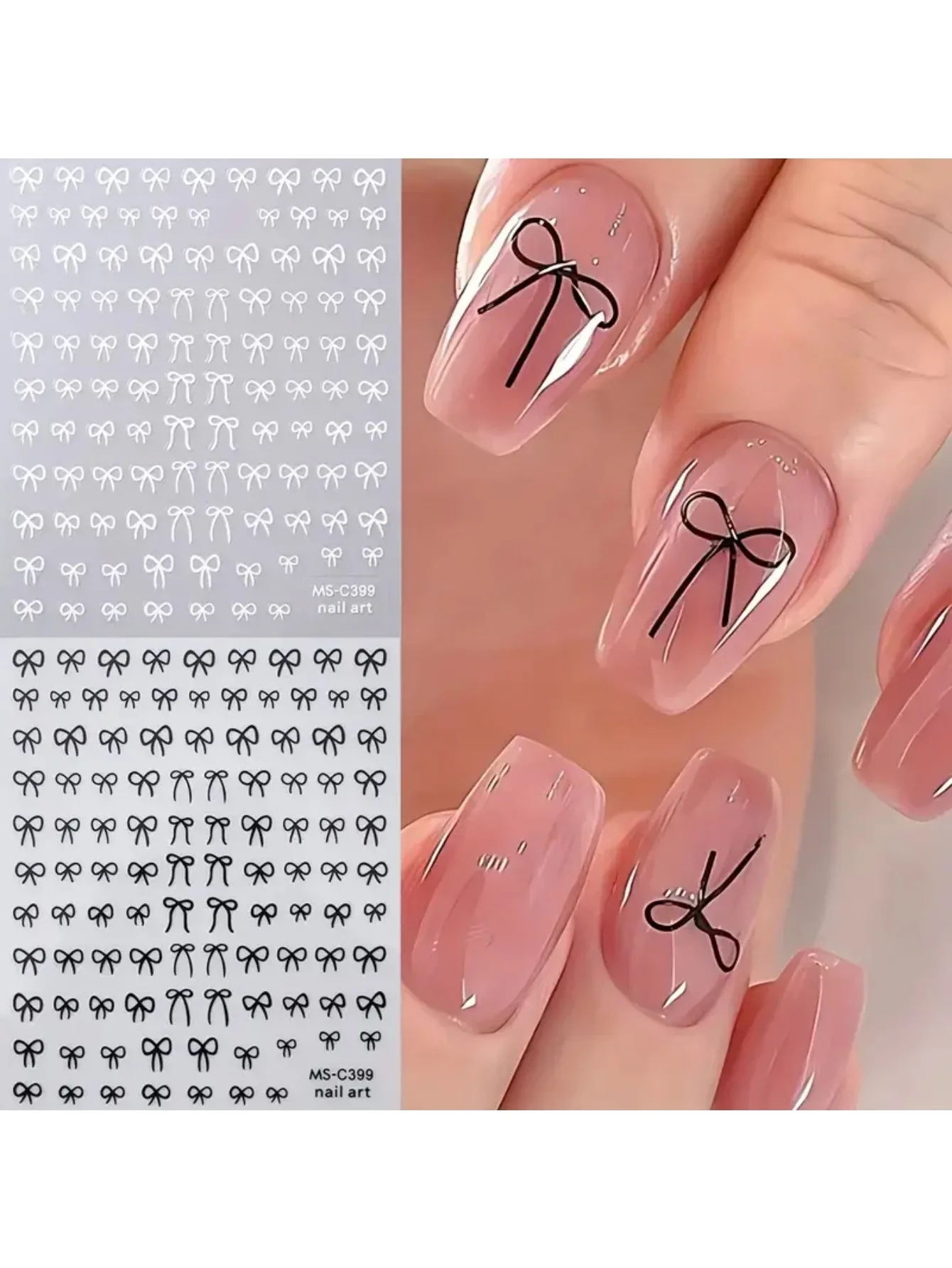 

2pcs Black White Pink Mini Bowknot Design Nail Art Sticker Self Adhesive Lace Ribbons Bow Butterfly Decals Nail Art Decoration