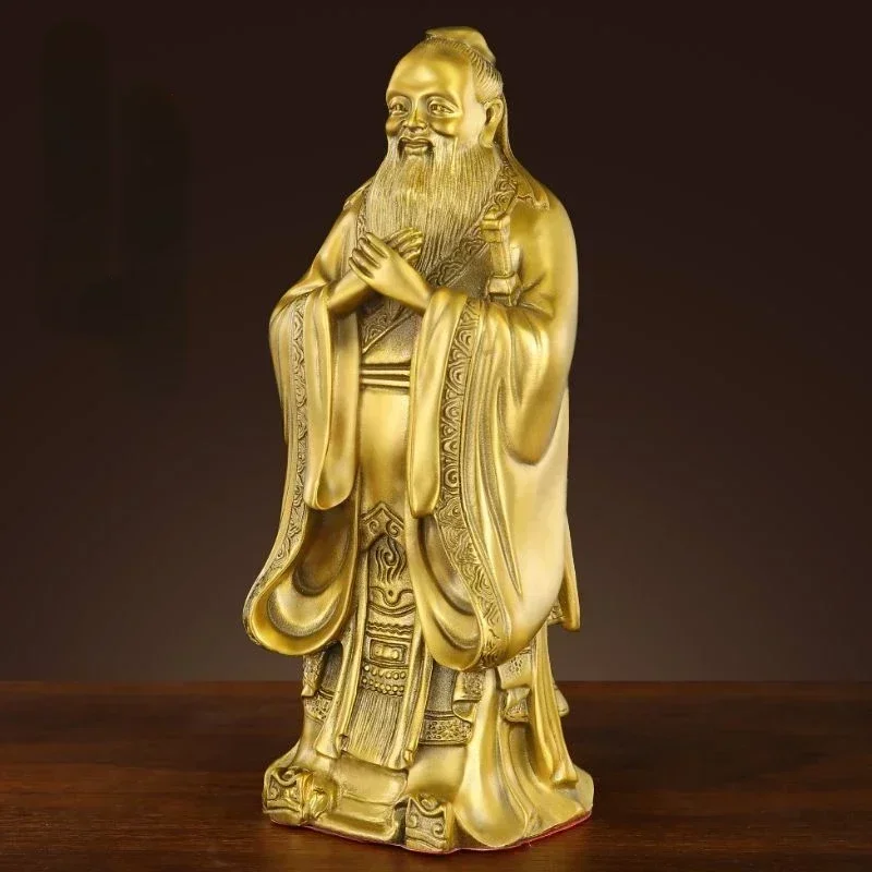 Copper  Study People Confucius Statue Ornaments Crafts Furniture Decor Ornaments