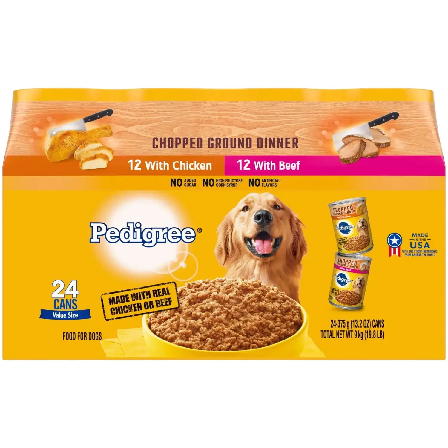 Snacks Ground Dinner Wet Dog Food, Comida para cães adultos saudáveis, Variety Pack 13.2 oz Latas, 24 Pack