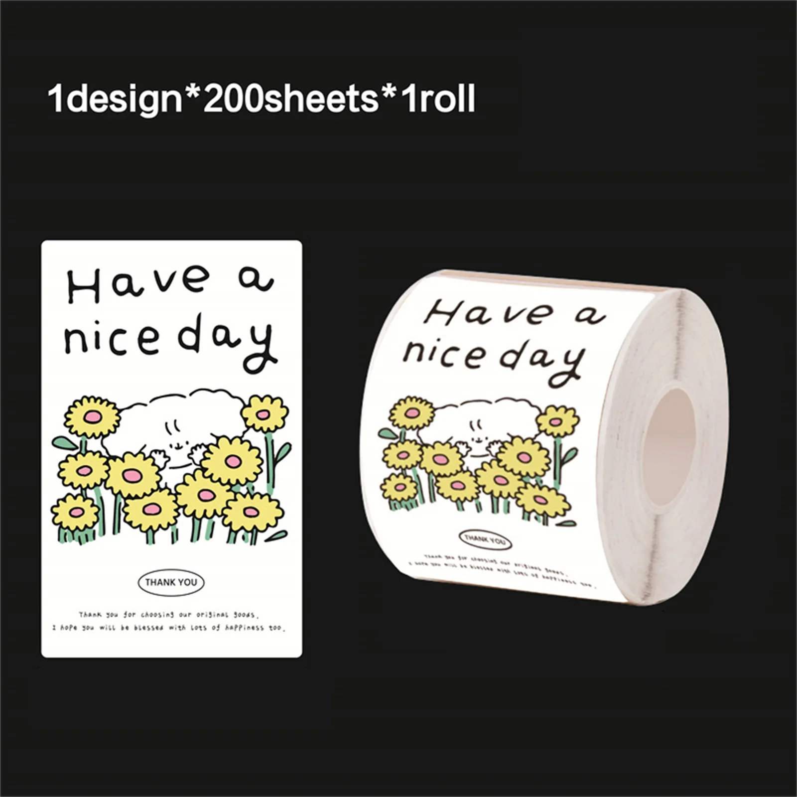 

200 шт./рулон, 1,96*3,1 дюйма, милые цветочные наклейки с надписью «Приятного дня», наклейки для конвертов с цветочным дизайном, наклейки для подарочной упаковки, этикетки для малого бизнеса, декоративные цветочные наклейки, наклейки с надписью «Спасибо, 