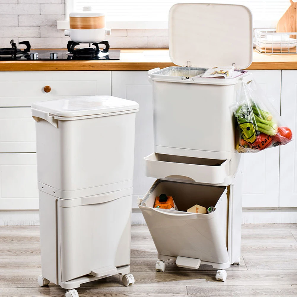 【Lifeideas】38L 2 Compartment Pedal Recycling Waste Bin for Kitchen