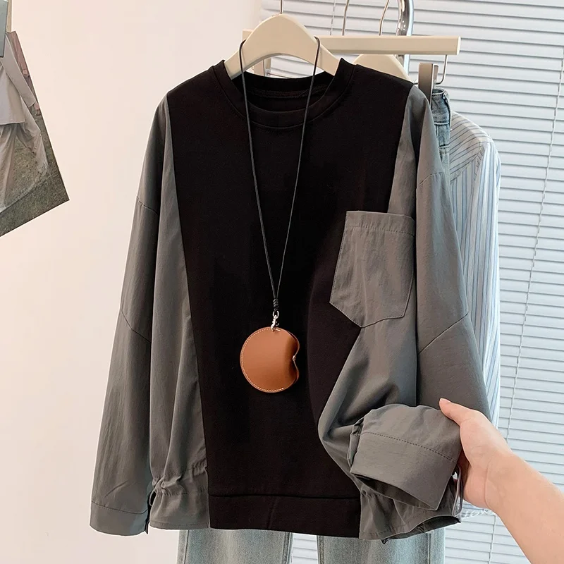 

Faionable футболка большого размера, осенний новый дизайн, цветной колокольчик, повседневный топ со шнурком для женщин, Ci Commute, хлопок...