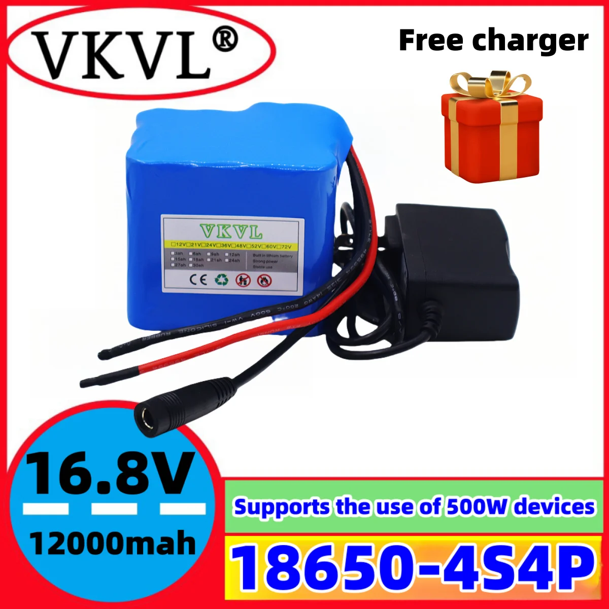 

4S4P14.8V12000mAh 100% true capacity lithium-ion rechargeable battery pack 16.8vV12AH camera monitor battery+DC 16.8V charger