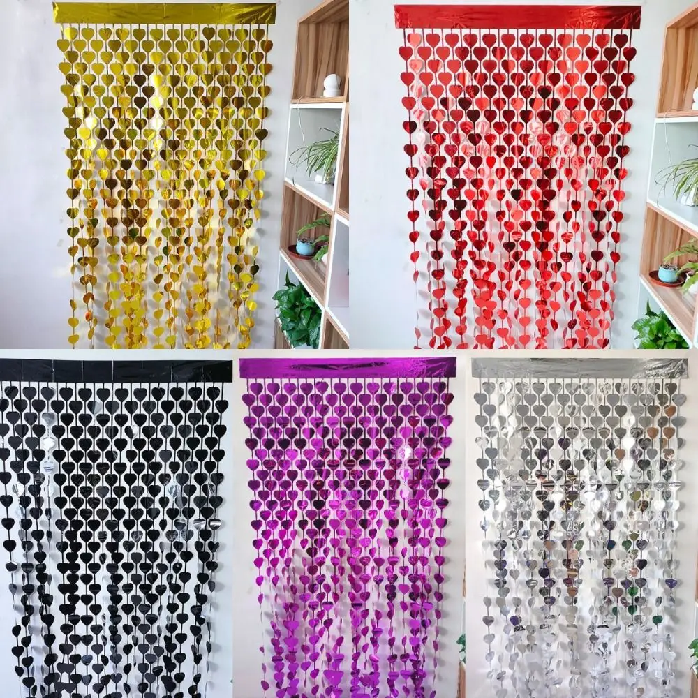 Glitter Party Door Curtain Valentine's Day Fringe 1x2m Love Wall Backdrop Shimmer Wedding Decor Birthday Decoration