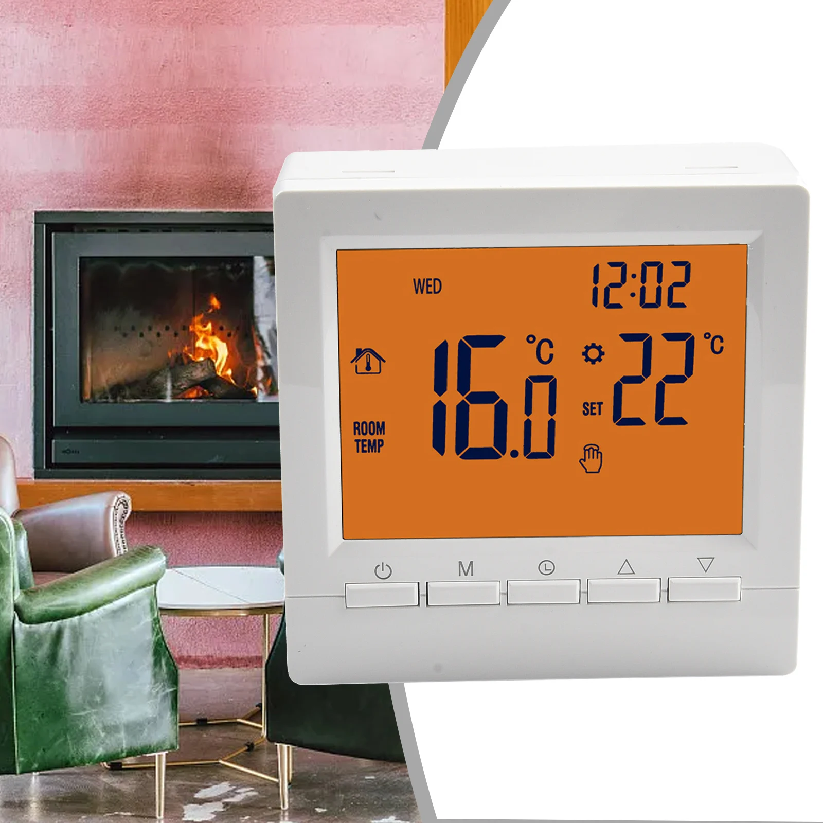 1pcs Programmable Non-Wifi Wall-Mounted Thermostat Temperature  Without Battery 86*86*28MM ABS Livingroom Home Supplies