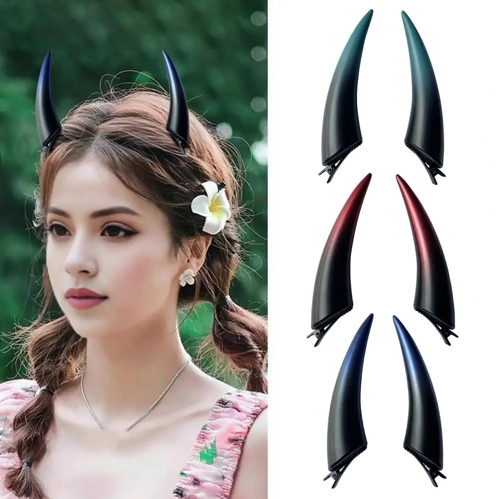 1 Pair Demon Horn Shape Hairpin Dark Gothic Style Corner Clip Halloween Hair Clip Daily Cosplay Party Theater Hair Pin