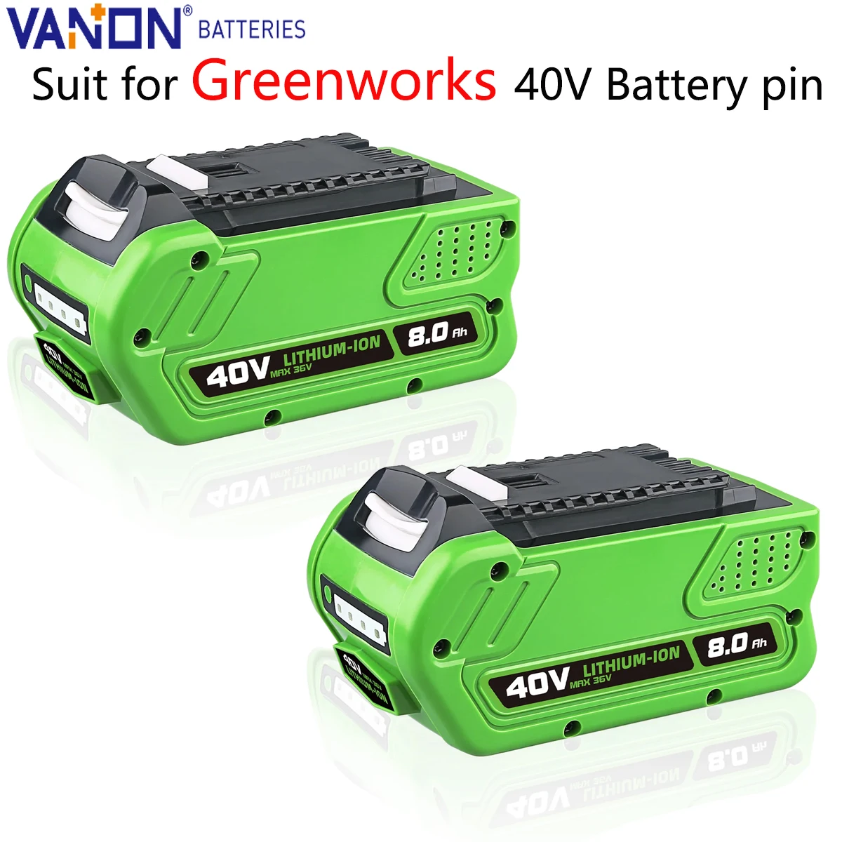 

Vanon 2Pack 29462 40V 8.0Ah G-MAX Lithium Battery Replace for Greenworks 29472 29252 20202 22262 Cordless Power Tool Battery pin