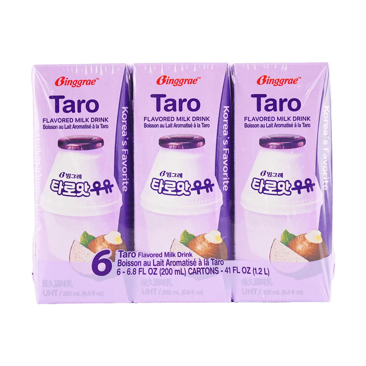 [4Packs 24Pieces]BINGGRAE Korean Taro Milk, 6Piece/40.5 fl oz, 1200.00g*4Packs, 1Pack with 6Pieces