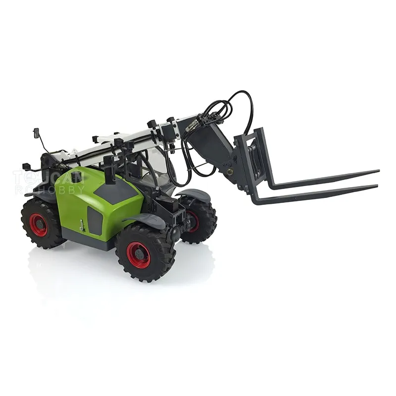 Metal 1/14 JDM-128 RC Telescopic Hydraulic Forklift Multifunctional Model 4-Way Vavles Differential Lock 2Axle Radio Control Car