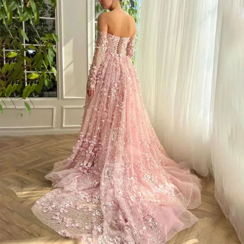 Высокое качество, замысловатый блеск, современный стиль, аппликация с блестками, плиссированные трапециевидные длинные платья без бретелек, элегантные платья для выпускного вечера