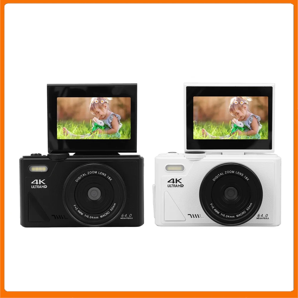Cámara Digital Compacta Retro, Cámara Digital Portátil con Estabilización, Zoom 18X, Pantalla de 3 Pulgadas, Autoenfoque, UHD 4K para Fotografía de Viajes