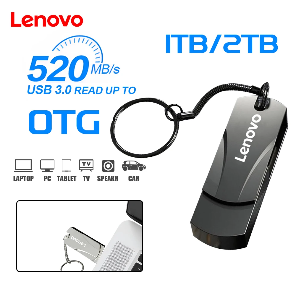 Lenovo 16TB 3.0 USB Flash Drive Metal High-Speed Pen Drive 2TB 512GB Waterproof Type-C Usb PenDrive For Computer Storage Devices