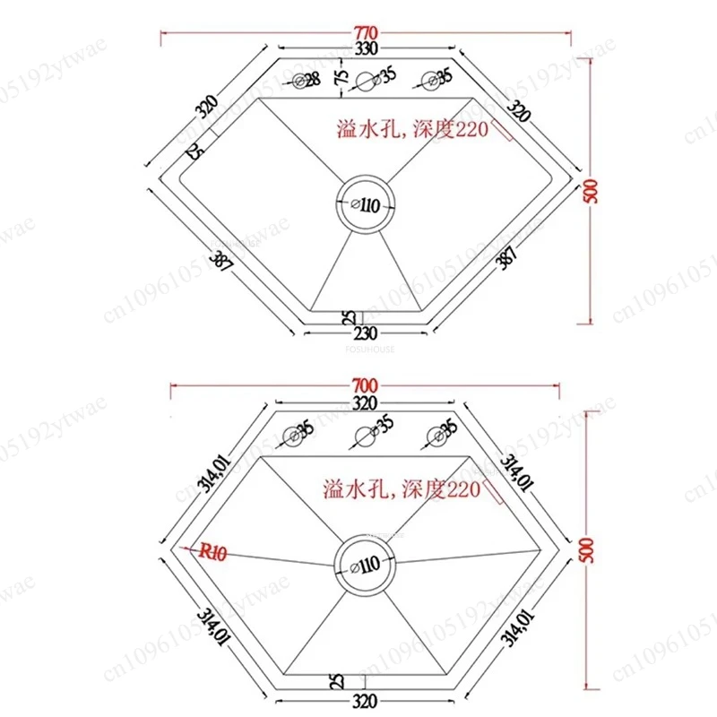 Creative Diamond Design Kitchen Sink Stainless Steel Single Bowl Corner Washing Basin
