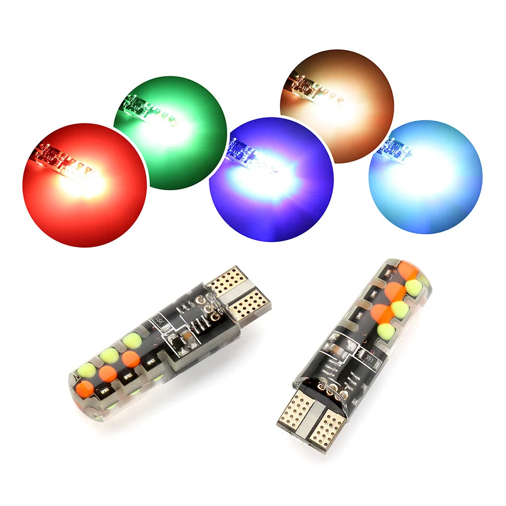 

2Pcs T10 W5w RGB LED Bulb Remote Control COB Lamp Car Lighting Reading Light Automobiles Wedge Lamp With Remote Controller 12V