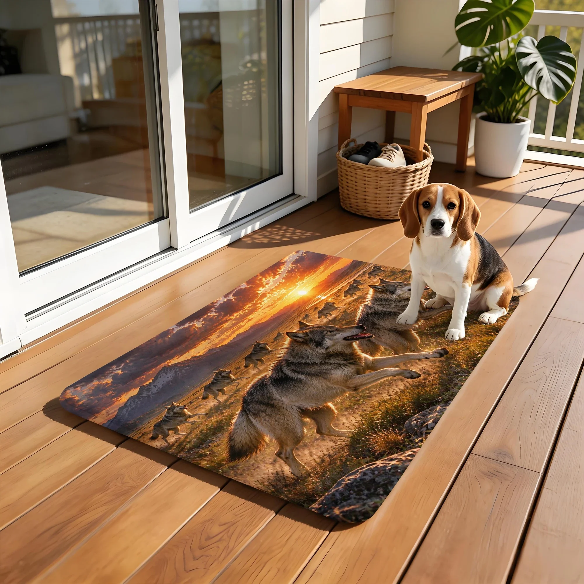 Wolf Pack Desert Bath Mat Water Absorbent Quick Dry Anti-Slip Shower Rug Floor Carpet for Bathroom Home Decor