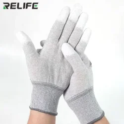RELIFE RL-063  Anti-Static Gloves Non-slip ESD Electronic Working Gloves PU Insulation Coated Finger Protection For Phone Repair