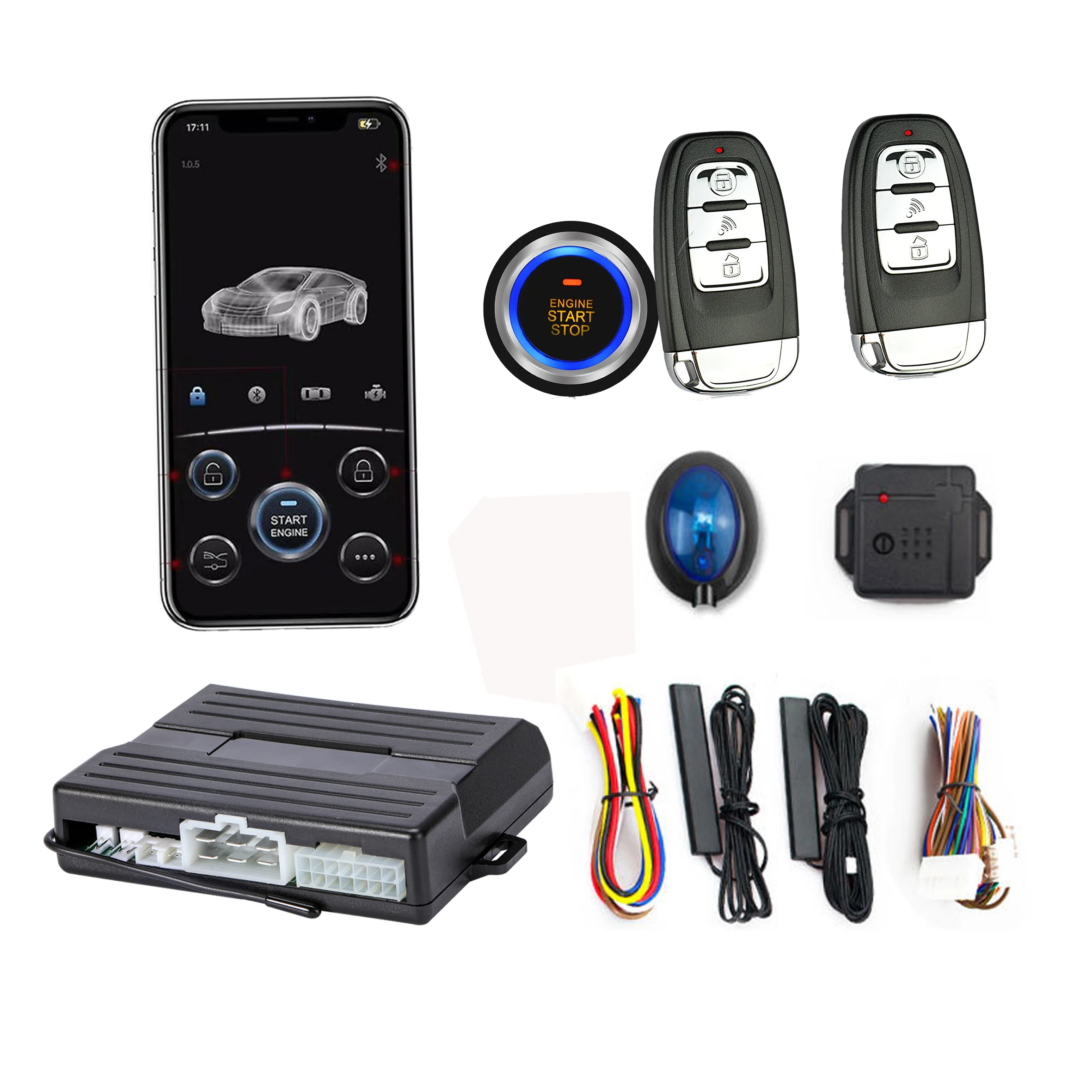 

High Technology Phone Application Push Button Engine Start Kit Passive Immobilizer Alarma De Auto Con Encendido a Distancia