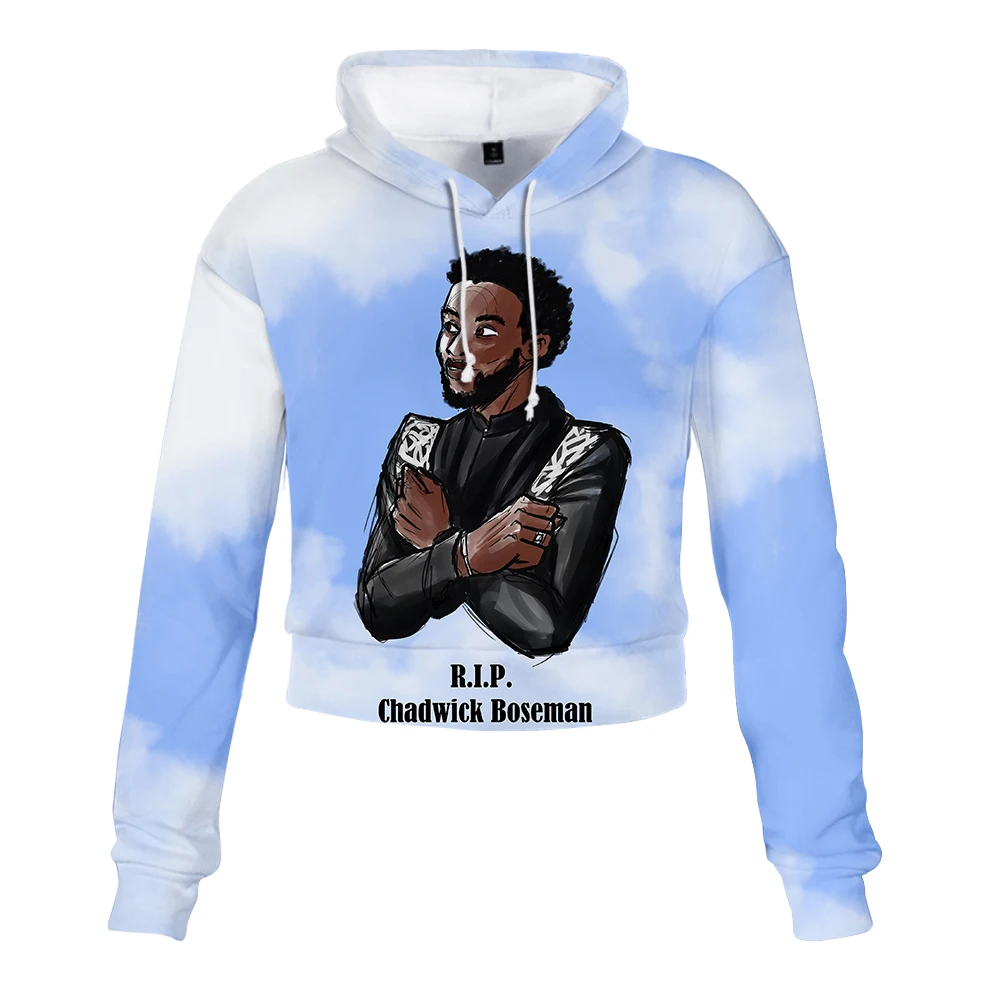 

Crop Top Hoodie Women Cropped Sweatshirts Pullovers Streetwear 3D Hoody Tops Chadwick Boseman Chadwick Boseman Long Sleeve tops