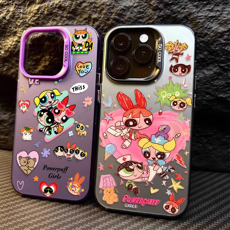 حافظة P-Powerpuff G-Girls غير لامعة لهاتف iPhone 15 16E 16 11 14 13 12 Pro Max XS X XR Plus 8 7 SE 2020 غطاء صلب مقاوم للصدمات #2