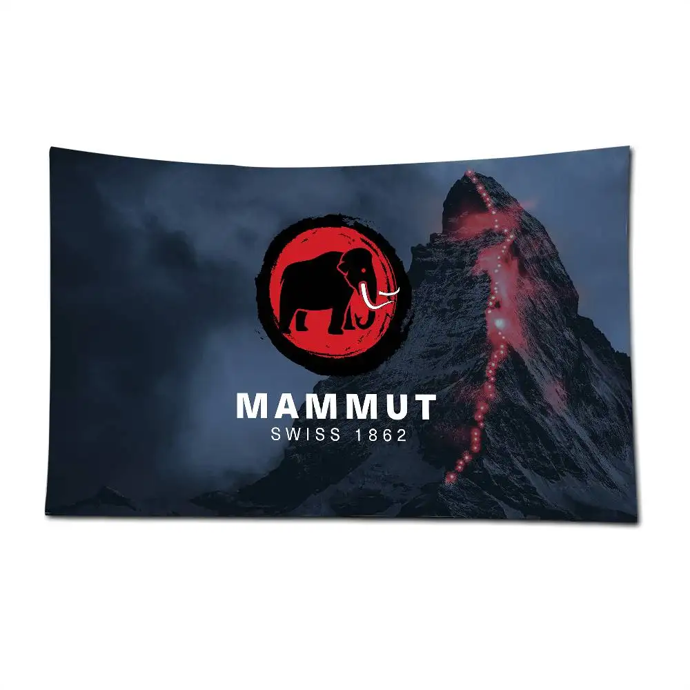 M_MAMMUTS شعار العلم البوليستر المطبوعة أعلام السيارات لغرفة المرآب ديكور التخييم في الهواء الطلق