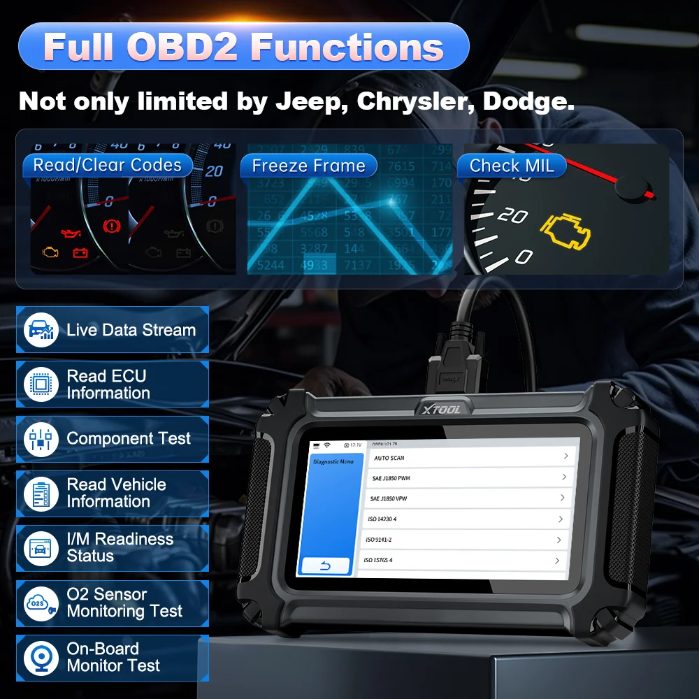 XTOOL InPlus IP500 OBD2 Scanner For Chrysler For Jeep For Dodge Car Diagnostic Tools FCA Autoauth 16 Reset Lifetime Free Update