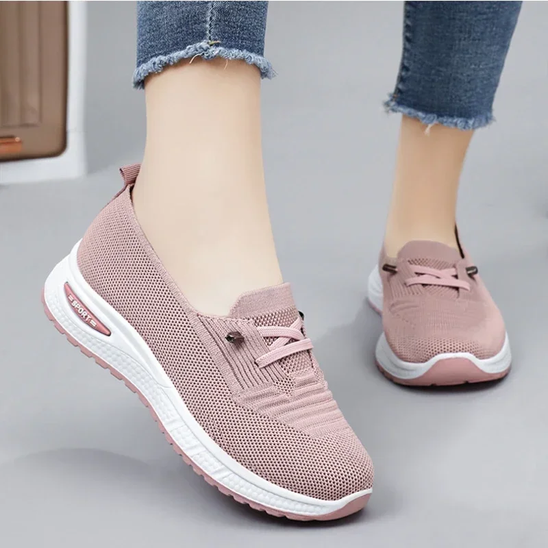 Women Casual Shoes Fashion Breathable Walking Mesh Flat Shoes Sneakers Women 2024 Gym Vulcanized Shoes Pink Female Footwear